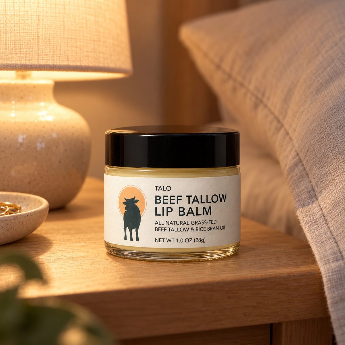 TALO jar on a nightstand at bedtime