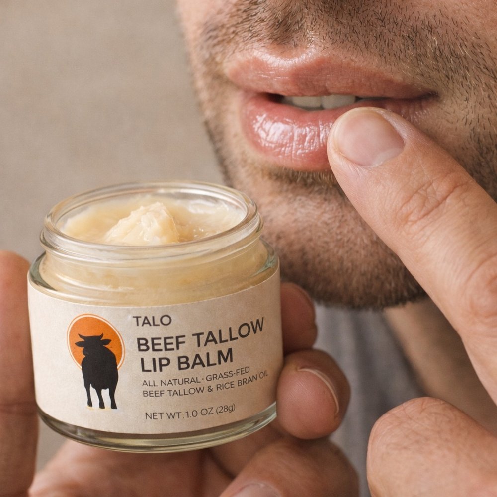 Applying TALO lip balm